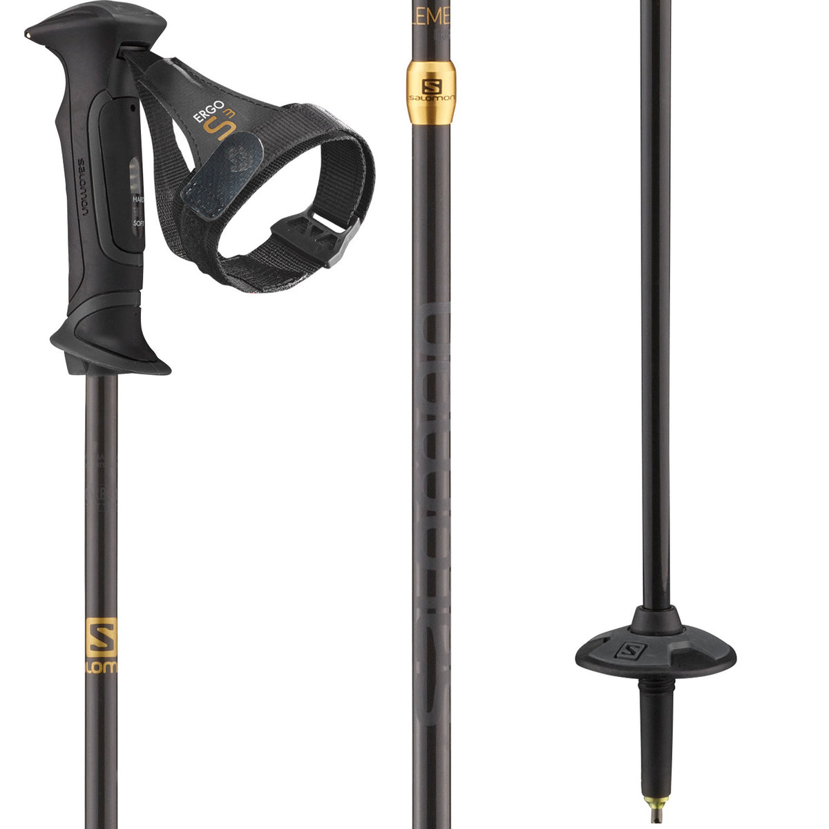 Salomon Element Carbon Ergo S3 Ski Poles 2021 Black