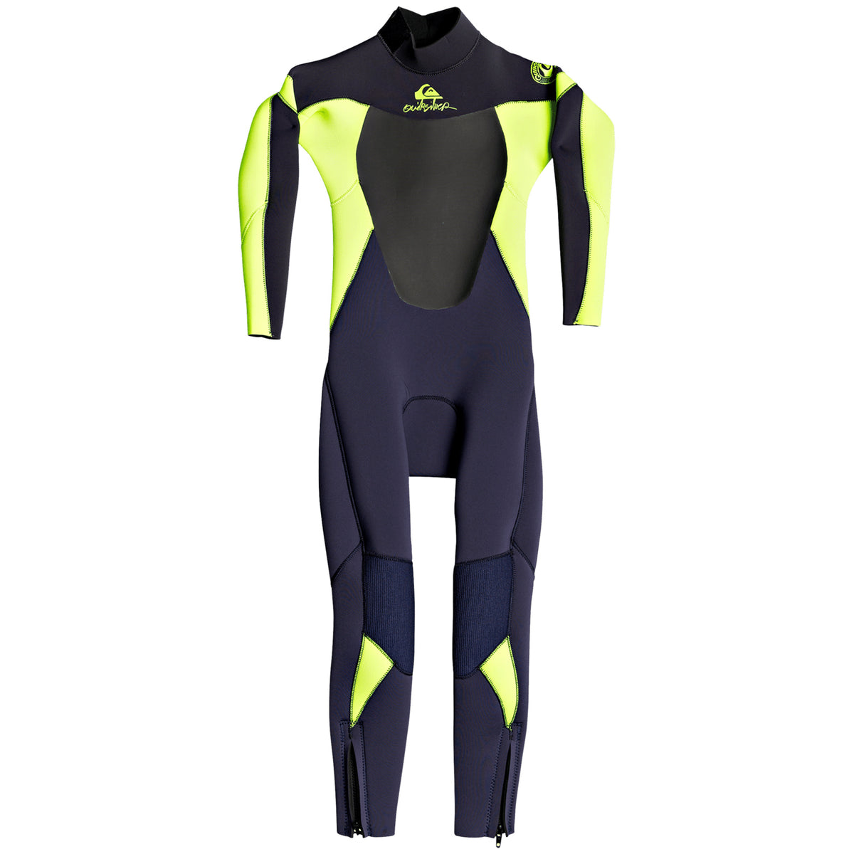 Quiksilver 3/2 Syncro Back Zip Wetsuit - Toddler Boys' Blk Navy/India Ink/Safety Yellow