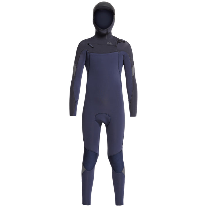 Quiksilver 5/4/3 Syncro Chest Zip GBS Hooded Wetsuit - Boys' Black Navy/India Ink/Black