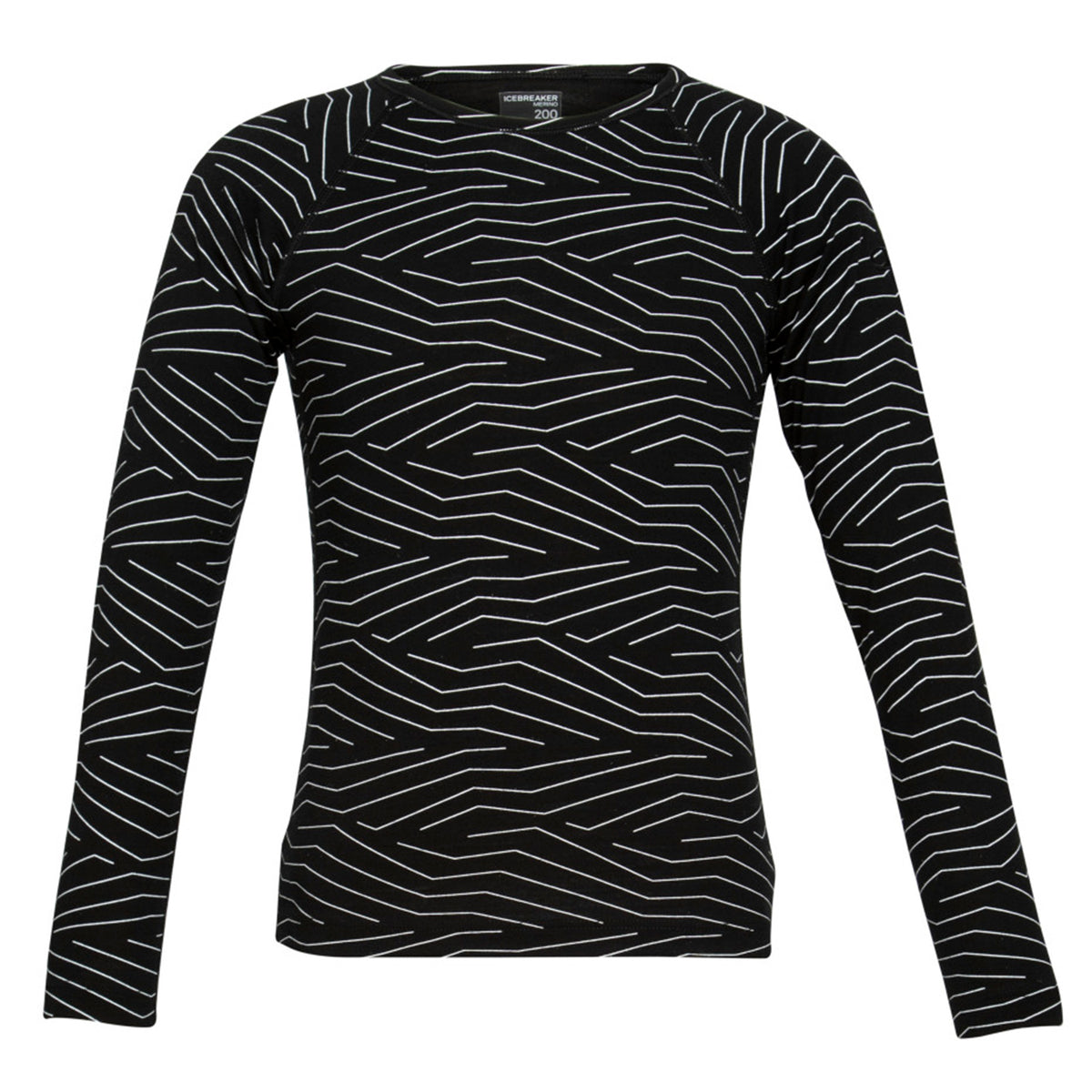 Icebreaker 200 Oasis Napasoq Lines Long Sleeve Crew - Kids' Black