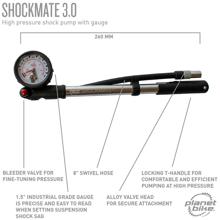 Planet Bike Shockmate 3.0 High/Low Pressure Suspension Pump