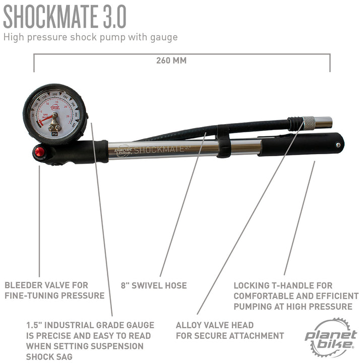 Planet Bike Shockmate 3.0 High/Low Pressure Suspension Pump