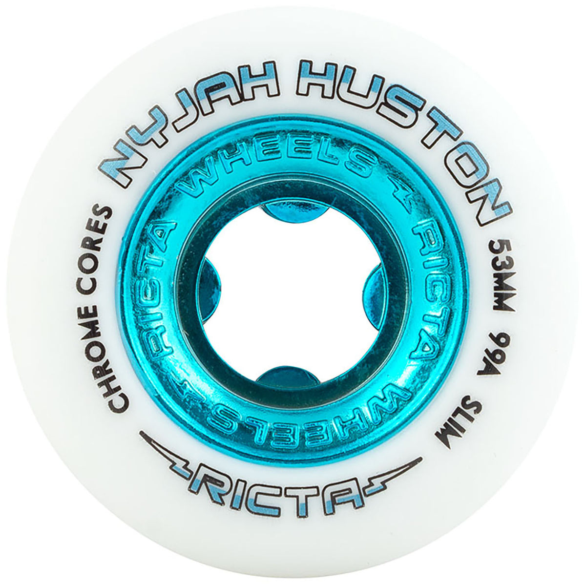Ricta Nyjah Huston Chrome Core White Teal Slim 99a Skateboard Wheels