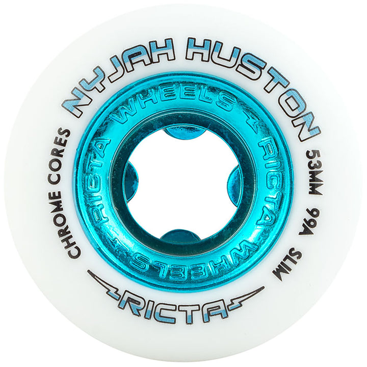 Ricta Nyjah Huston Chrome Core White Teal Slim 99a Skateboard Wheels