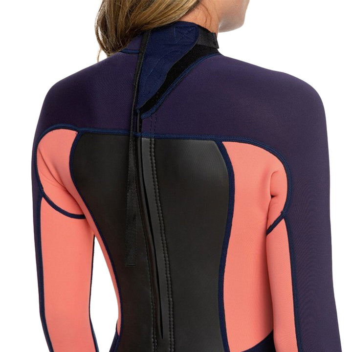 Roxy 3/2 Prologue Back Zip Wetsuit - Women's Blue Ribbon/Coral Flame