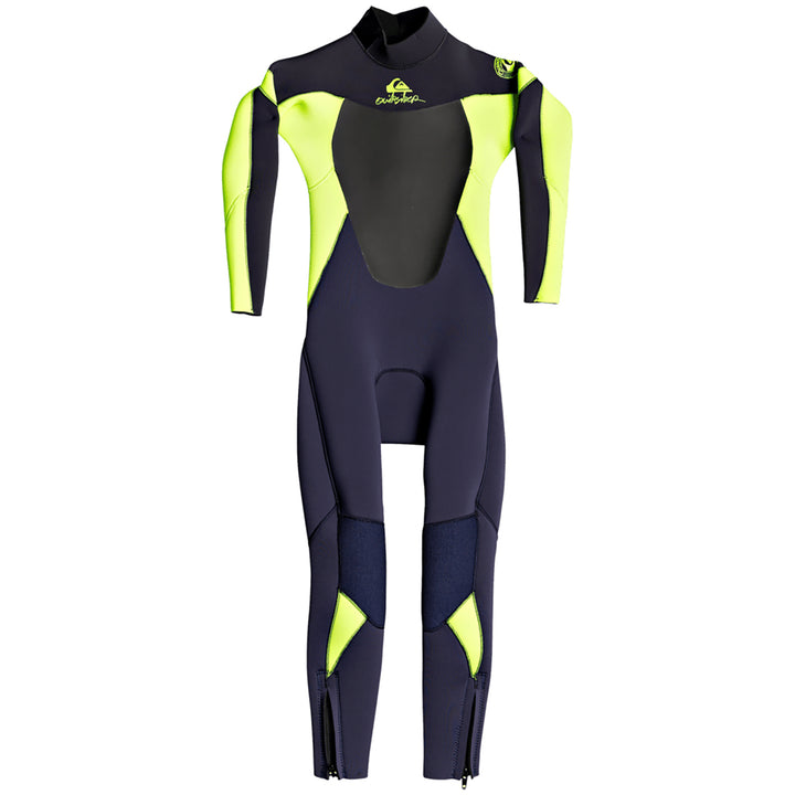 Quiksilver 4/3 Syncro Back Zip Wetsuit - Toddler Boys' Blk Navy/India Ink/Safety Yellow