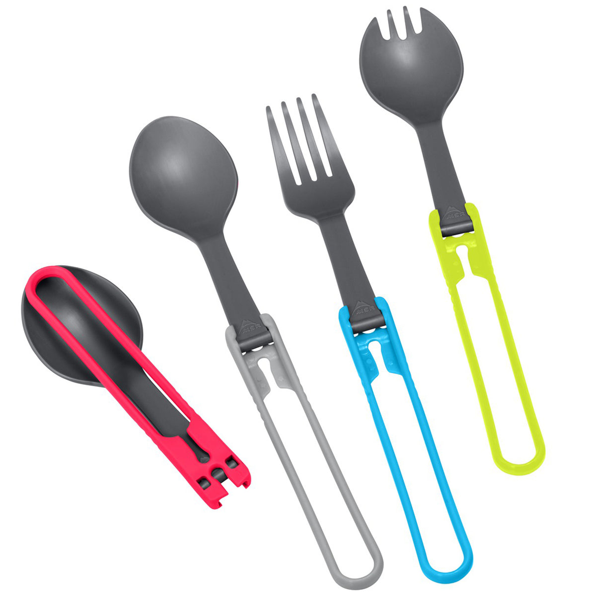 MSR Folding 4 Piece Spoon & Fork Utensil Set Multi