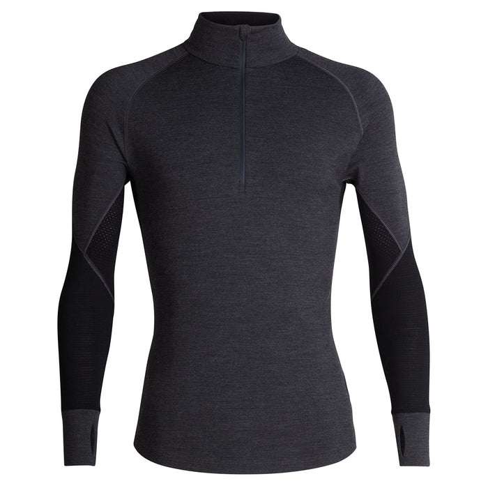 Icebreaker 260 BodyFitZone™ Long Sleeve Half Zip Top - Men's Jet Heather/Black