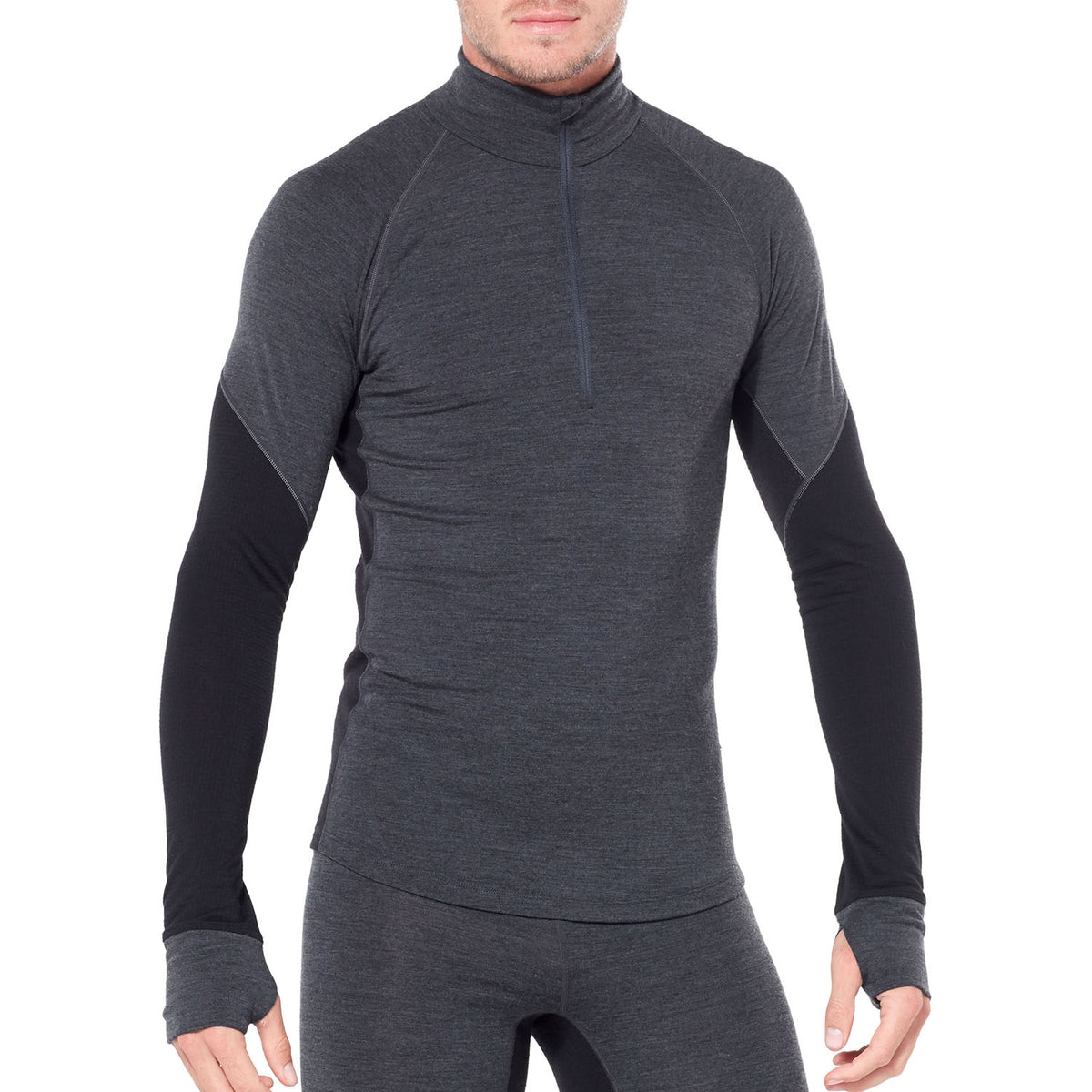 Icebreaker 260 BodyFitZone™ Long Sleeve Half Zip Top - Men's Jet Heather/Black