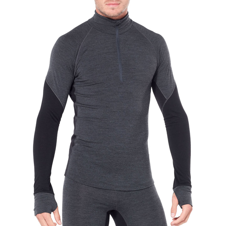 Icebreaker 260 BodyFitZone™ Long Sleeve Half Zip Top - Men's Jet Heather/Black