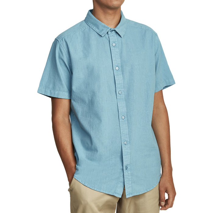 RVCA Crushed Short-Sleeve Shirt - Men's Bermuda Blue