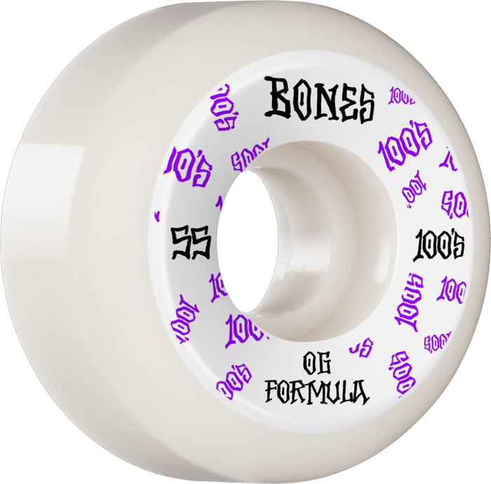 Bones 100s #3 OG Formula V5 White Skateboard Wheels