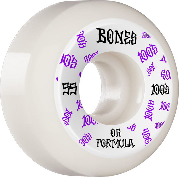 Bones 100s #3 OG Formula V5 White Skateboard Wheels