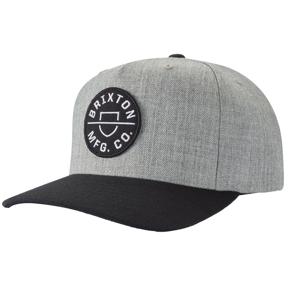 Brixton Crest C MP Snapback Hat Heather Grey/Black