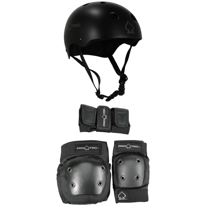 Pro-Tec Classic Skateboard Helmet + Street Gear Junior Skateboard Pads