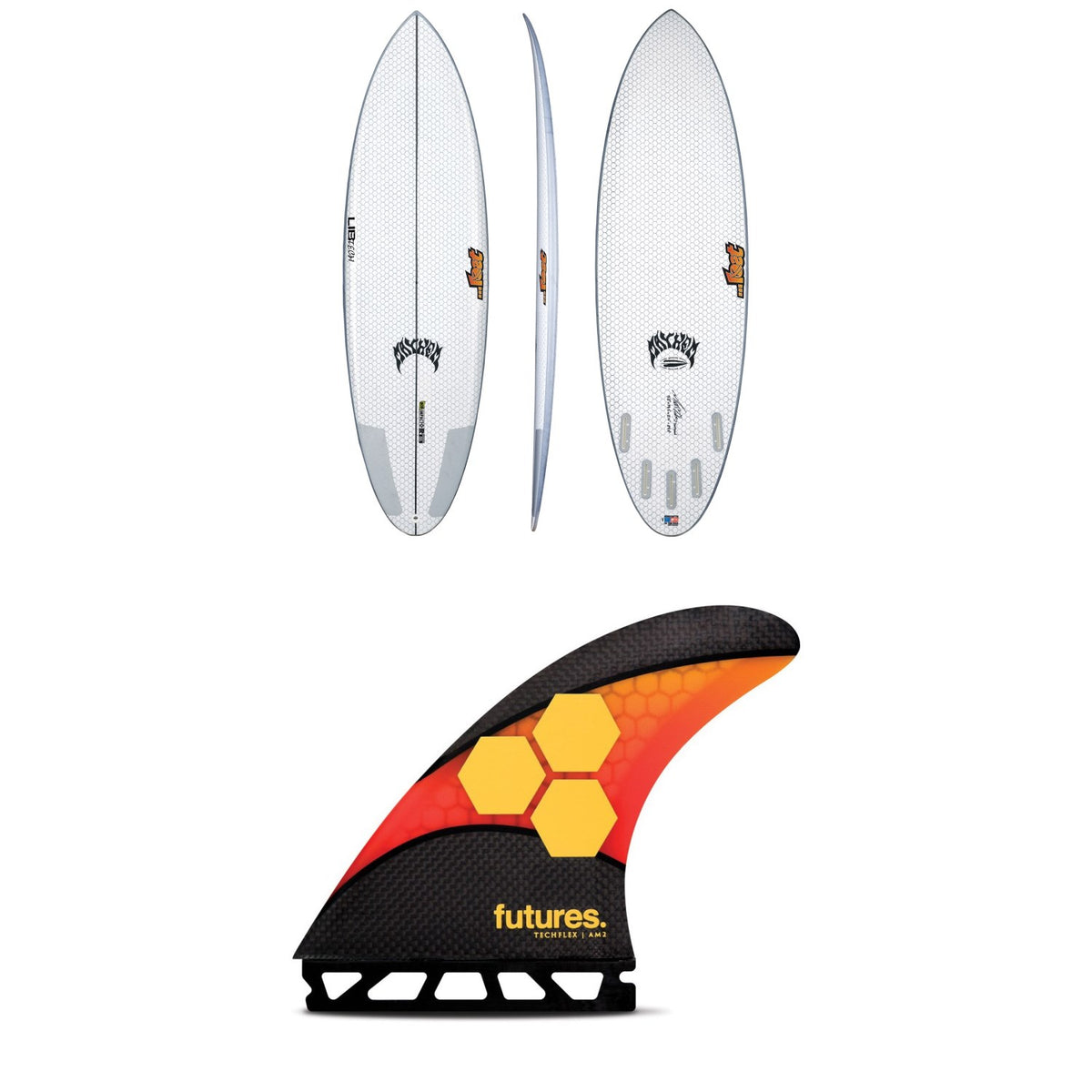 Lib Tech x Lost Quiver Killer (Futures) Surfboard + Futures AM2 Large Techflex Tri Fin Set