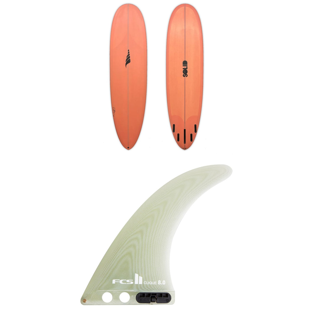 Solid Surf Co EZ Street Surfboard + FCS II Clique PG Longboard Fin
