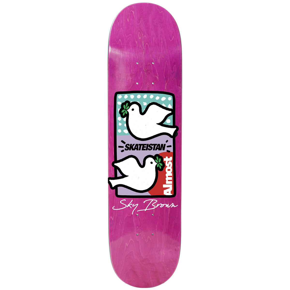 Almost Sky Brown Skateistan Double Dove R7 7.75 Skateboard Deck
