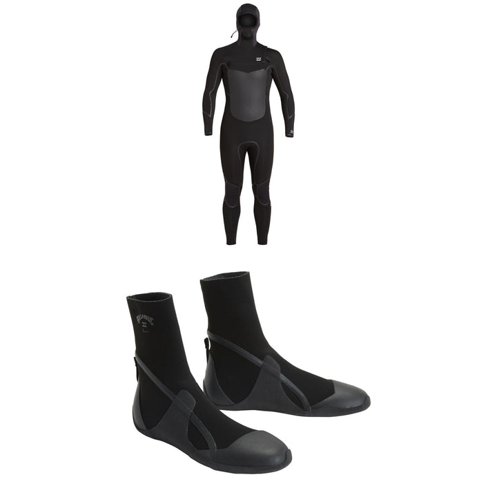 Billabong 5/4 Absolute + Chest Zip Hooded Wetsuit + 5mm Absolute Round Toe Wetsuit Boots