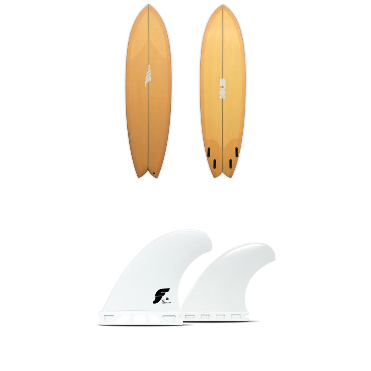 Solid Surf Co Pescador Surfboard + Futures V2Q1 Medium Thermotech Quad Fin Set