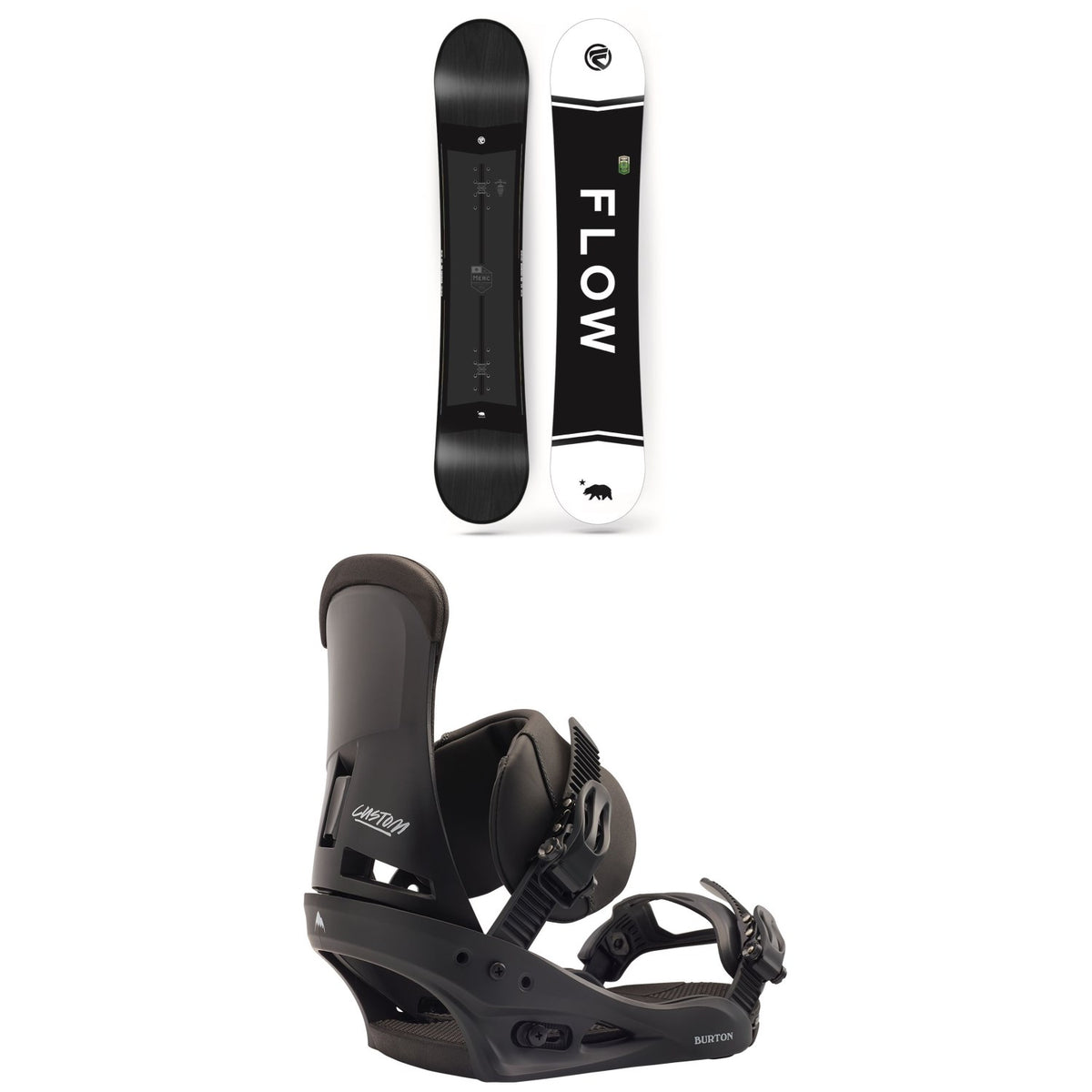 Flow Merc Snowboard 2018 + Burton Custom Snowboard Bindings 2020