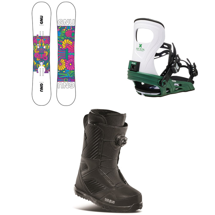 GNU Asym B-Nice BTX Snowboard + Bent Metal Metta Snowboard Bindings + thirtytwo STW Boa Snowboard Boots - Women's 2021