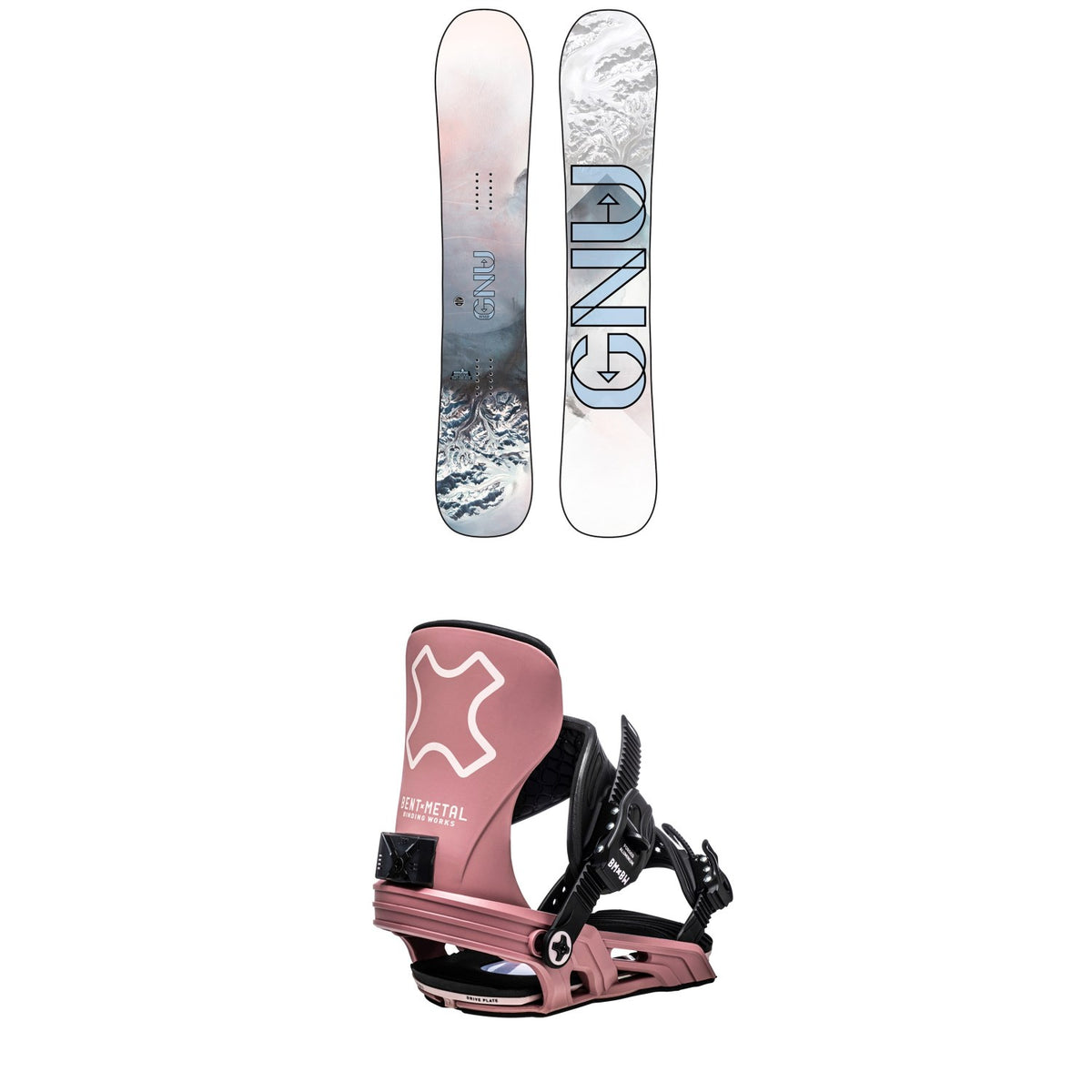 GNU Whip C3 Snowboard + Bent Metal Stylist Snowboard Bindings - Women's 2021