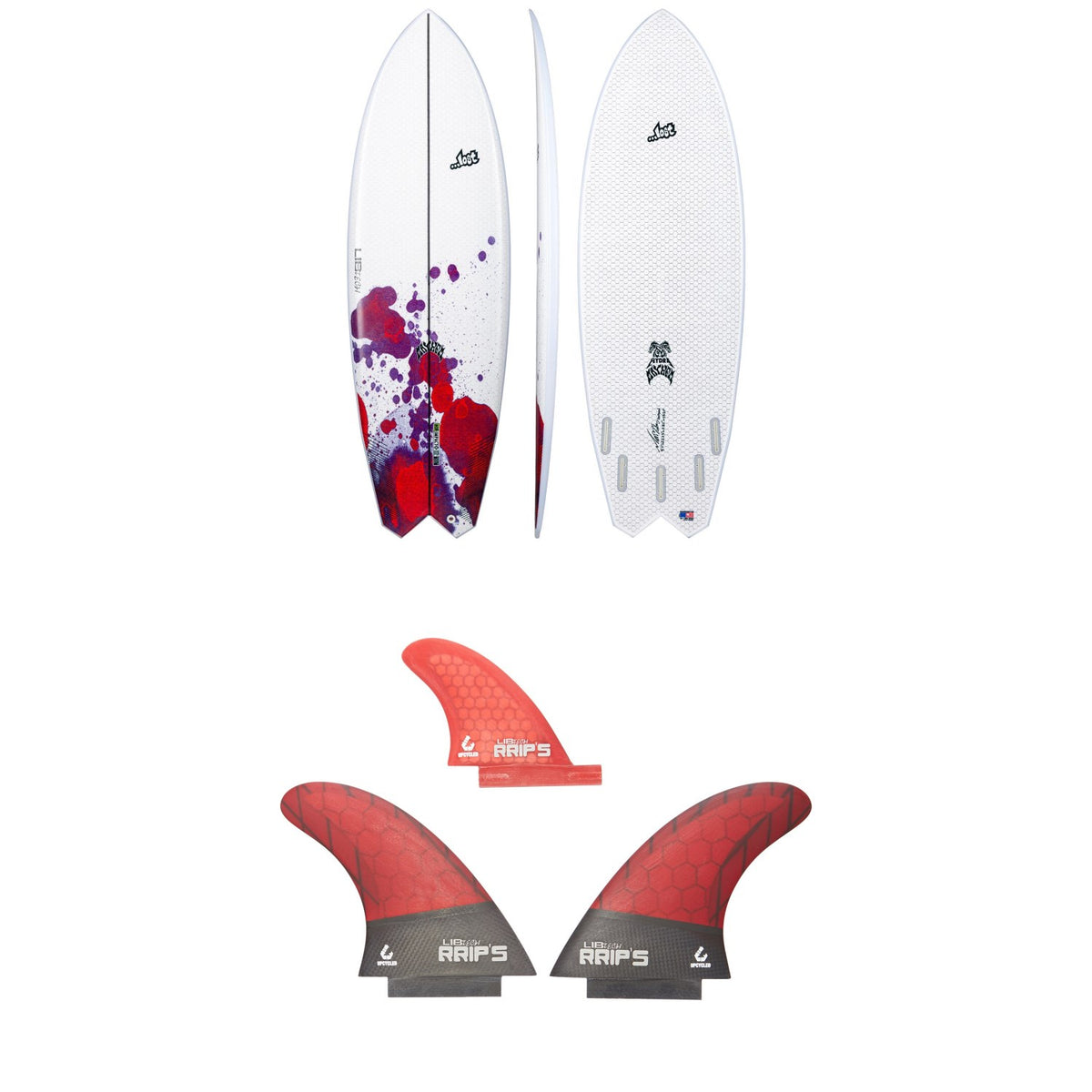 Lib Tech x Lost Hydra Surfboard + Twin + Trailer Fin Set