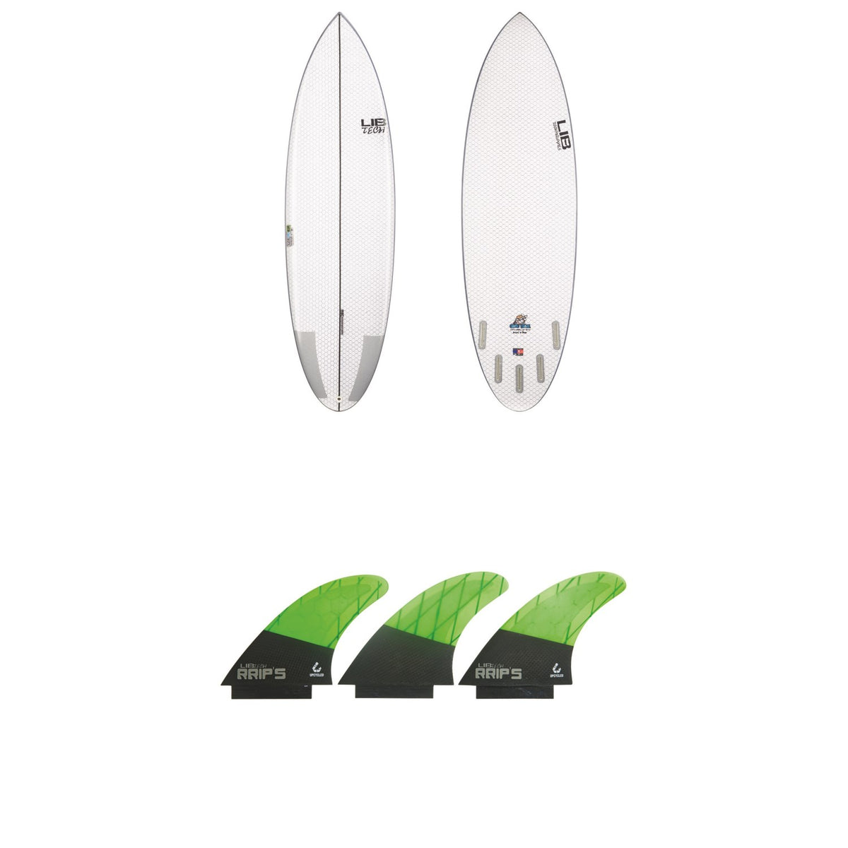 Lib Tech Nude Bowl Surfboard + Lib Tech Tri Large Fin Set