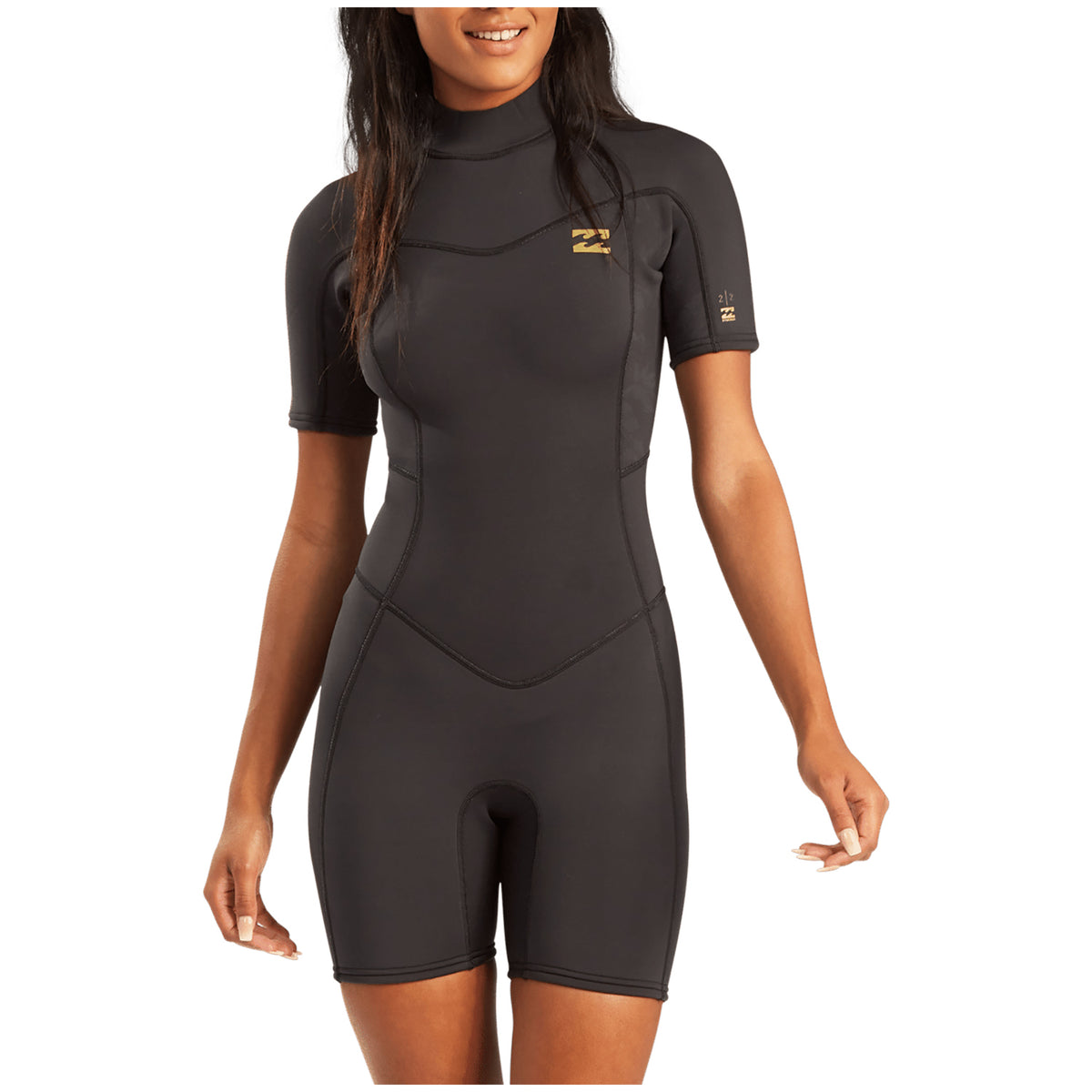 Billabong 2/2 Synergy Back Zip SS Flatlock Springsuit - Women's Black Tropic