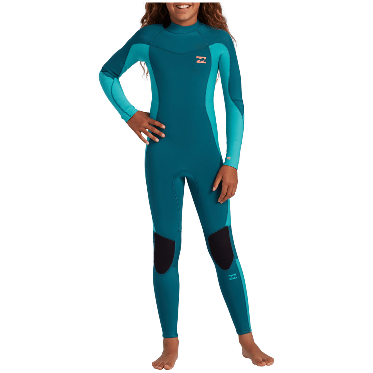 Billabong 3/2 Synergy Back Zip Flatlock Wetsuit - Girls' Emerald