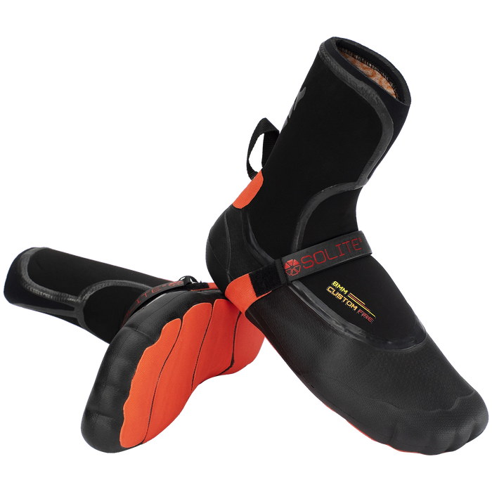 Solite 8mm Custom Fire Wetsuit Boots Black/Red