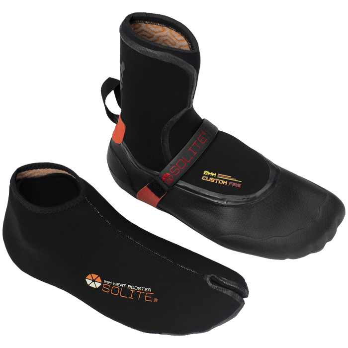 Solite 8mm Custom Fire Wetsuit Boots Black/Red