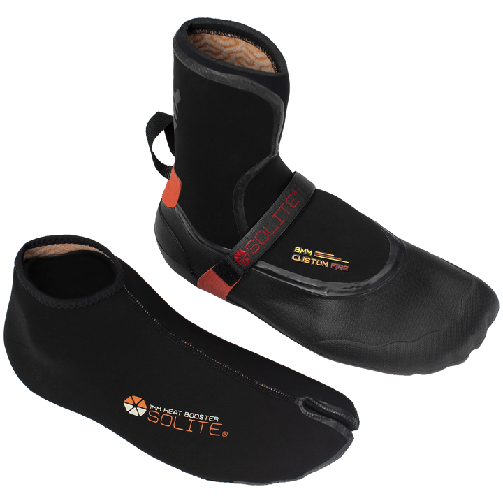 Solite 8mm Custom Fire Wetsuit Boots Black/Red