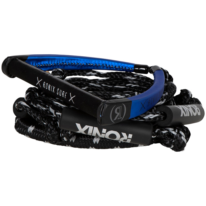 Ronix 11" Hide Grip Handle + 25 ft 4-Section PU Syn. Bungee Surf Rope Blue
