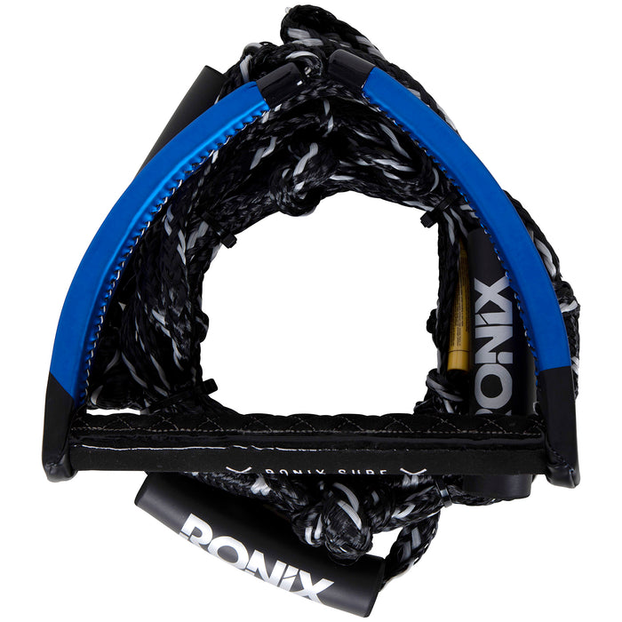 Ronix 11" Hide Grip Handle + 25 ft 4-Section PU Syn. Bungee Surf Rope Blue