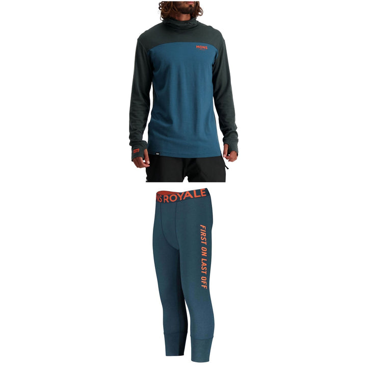 MONS ROYALE Yotei Power Hood Long Sleeve Top + Shaun-Off 3/4 Leggings