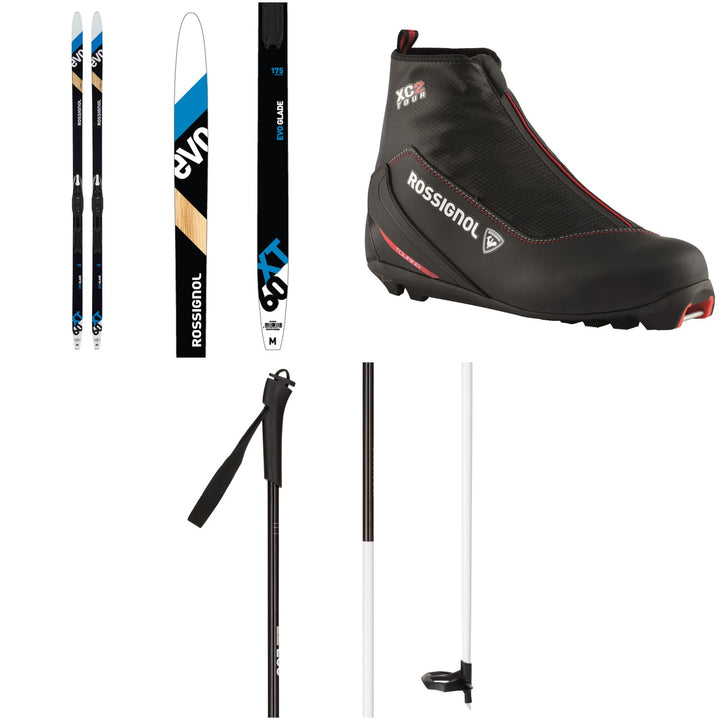 Rossignol Evo XT 60 Classic Cross Country Skis + Tour Step In Bindings + XC-2 Cross Country Boots 2021 + FT-500 Poles 2021