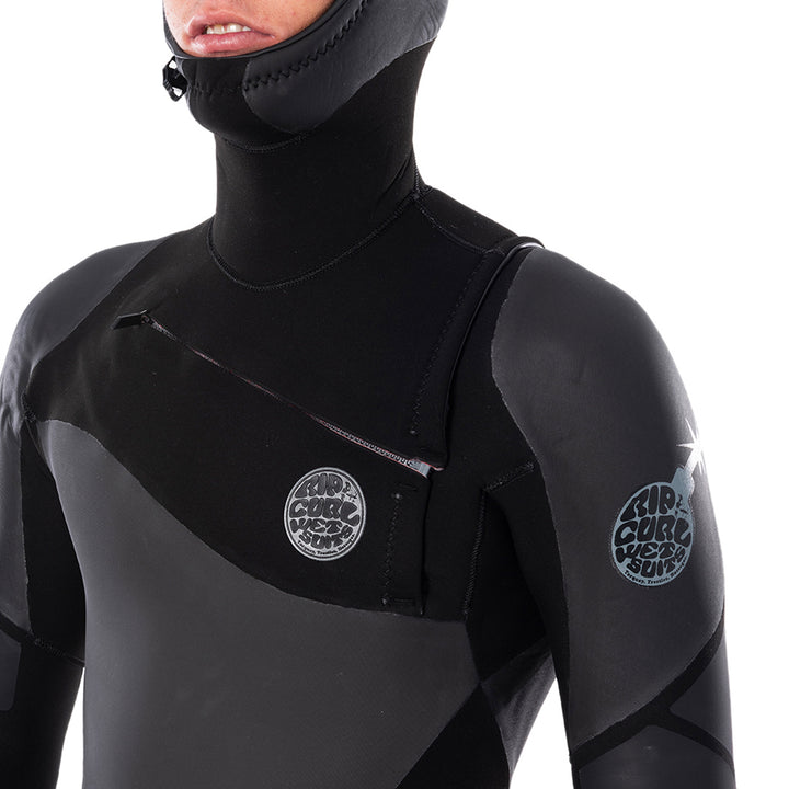 Rip Curl 5/4 Flashbomb Heatseeker Hooded Wetsuit Black