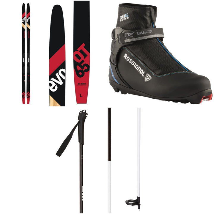 Rossignol Evo OT 65 Positrack Cross Country Skis + Control Step In Bindings + XC-5 FW Classic Boots - Women's + FT-500 Poles 2021
