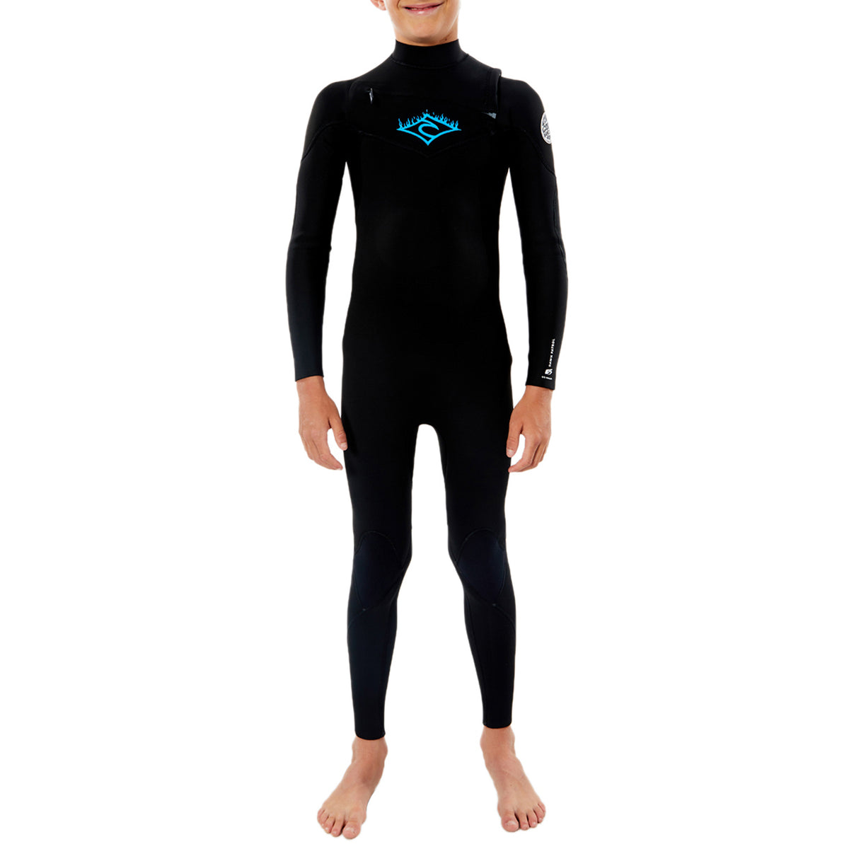 Rip Curl 4/3 Dawn Patrol Chest Zip Wetsuit - Boys' Black/White