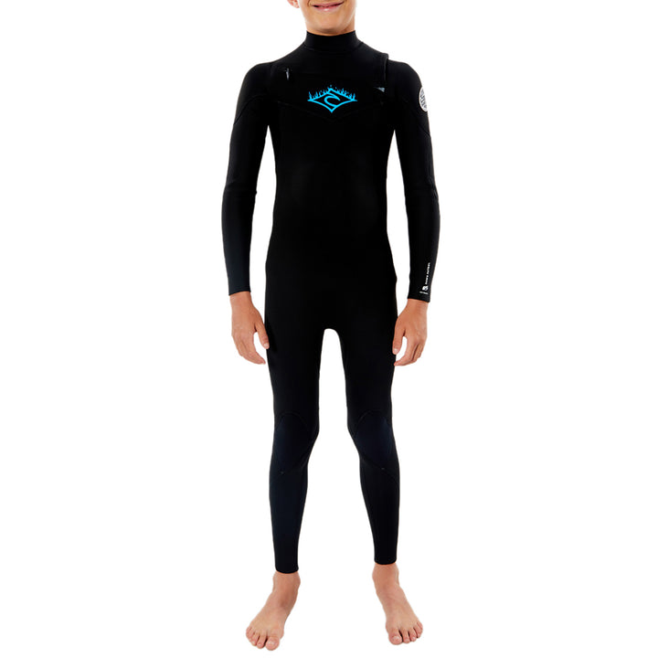 Rip Curl 4/3 Dawn Patrol Chest Zip Wetsuit - Boys' Black/White