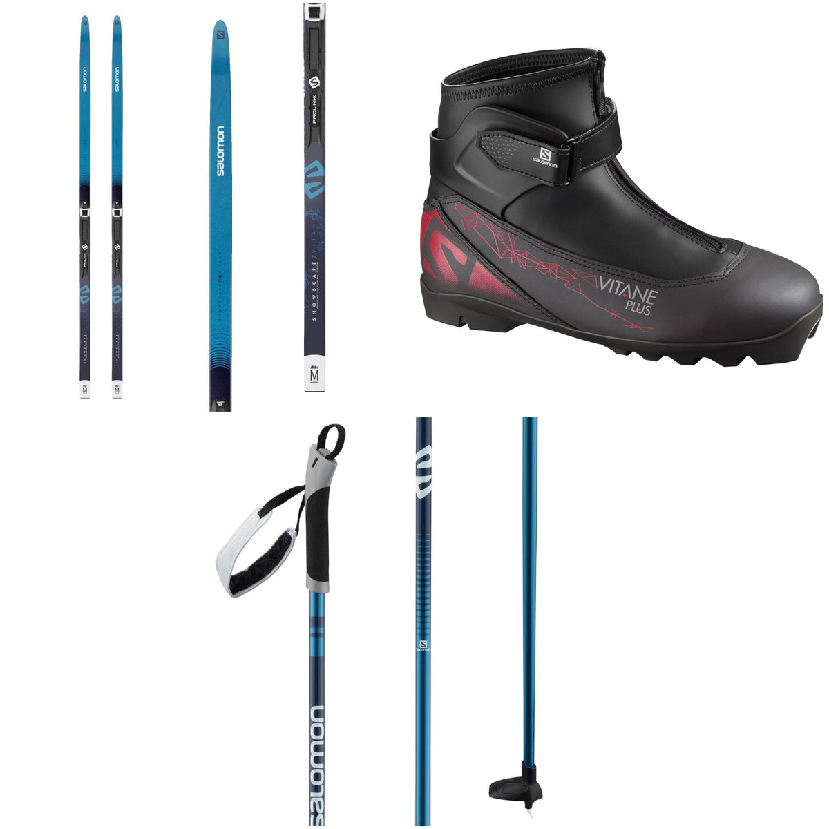 Salomon Snowscape 7 Vitane Classic Cross Country Skis + Prolink Auto Bindings - Women's + Vitane Plus Prolink Boots - Women's + Escape Vitane Poles - Women's 2021