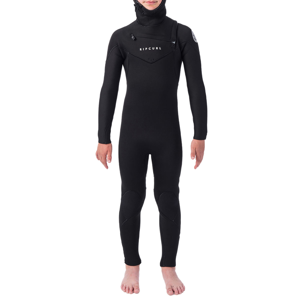 Rip Curl 5/4 Dawn Patrol Chest Zip Hooded Wetsuit - Boys' Black