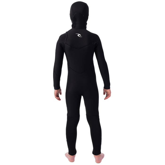 Rip Curl 5/4 Dawn Patrol Chest Zip Hooded Wetsuit - Boys' Black
