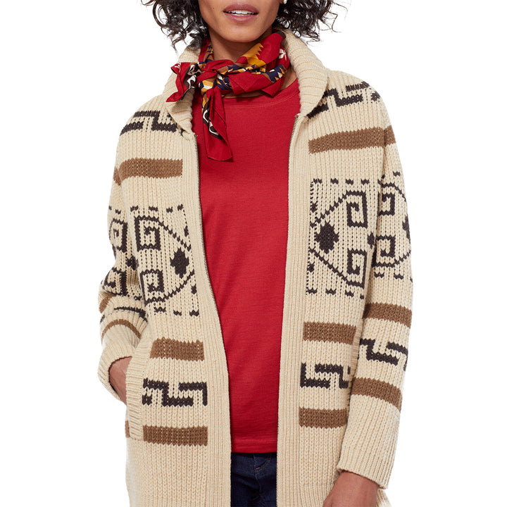 Pendleton Long Westerley Cardigan - Women's Tan/Brown Multi