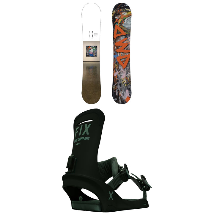 Dinosaurs Will Die Geeves Snowboard + Fix Truce Snowboard Bindings 2021