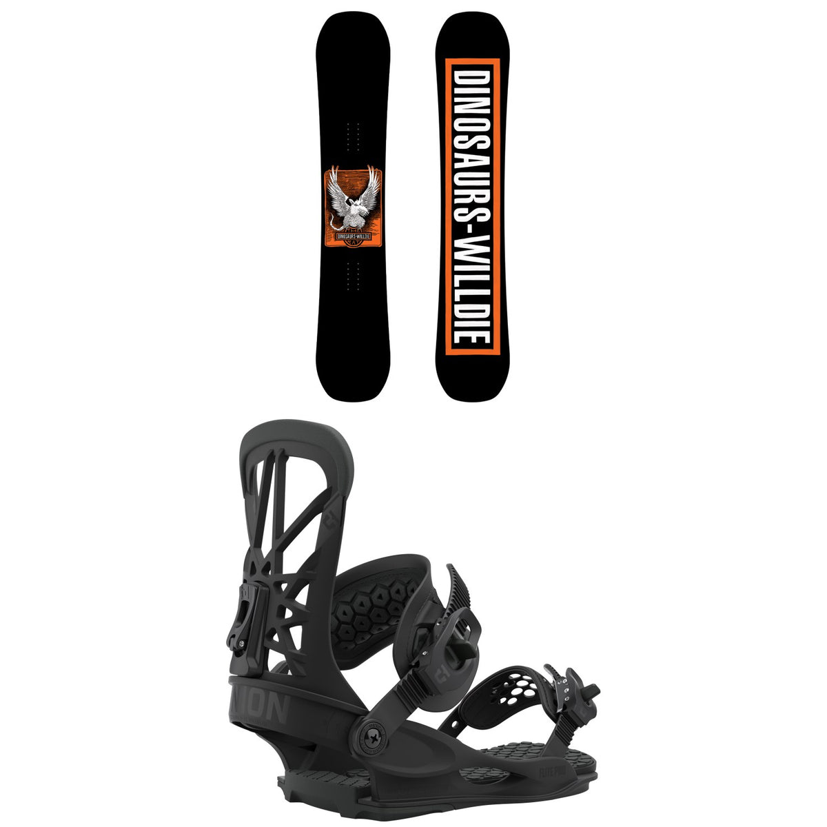 Dinosaurs Will Die Rat Snowboard + Union Flite Pro Snowboard Bindings 2021