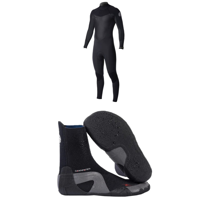 Rip Curl 4/3 Dawn Patrol Back Zip Wetsuit + Dawn Patrol 3mm Round Toe Boots