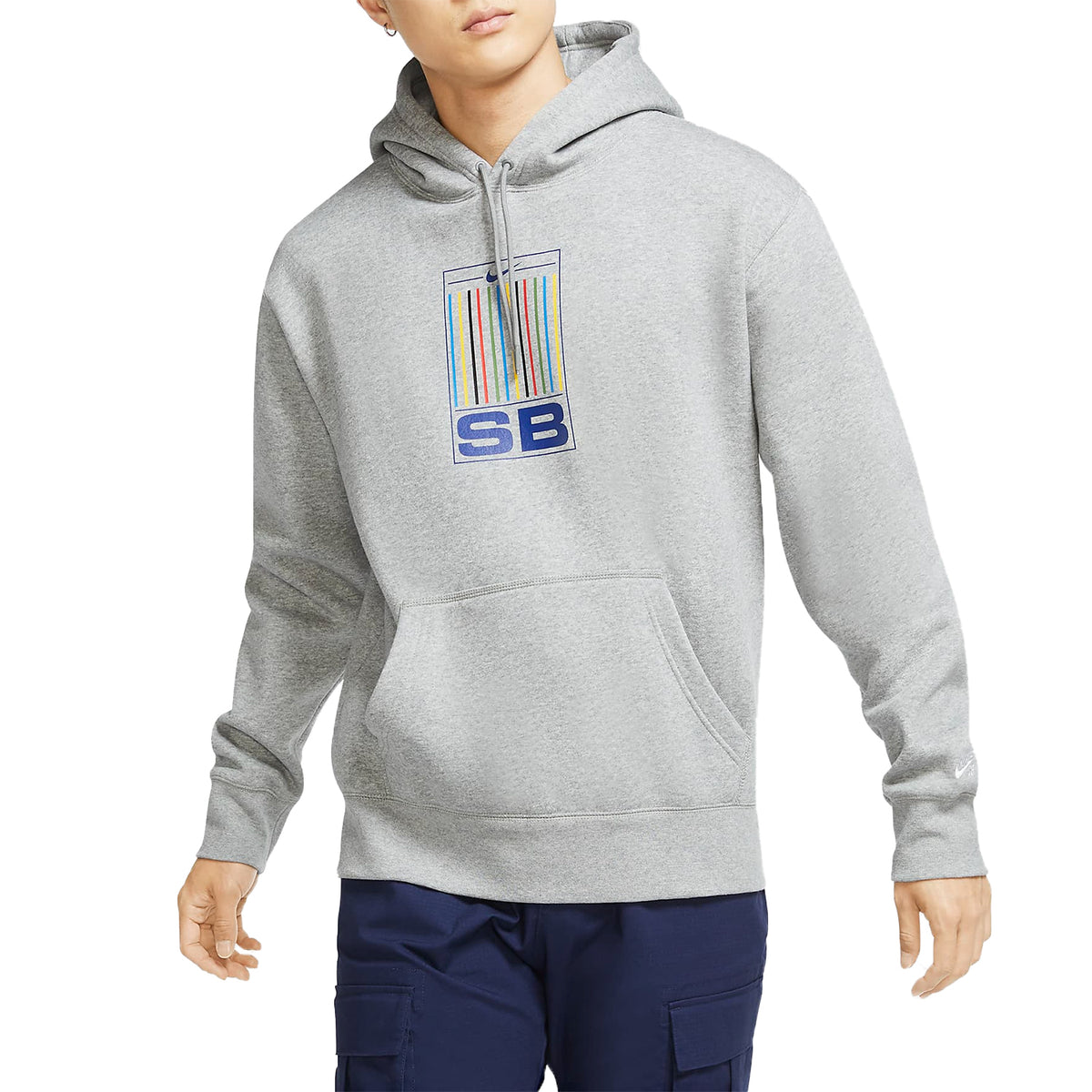 Nike SB Stripes GFX Hoodie DK Grey Heather/White